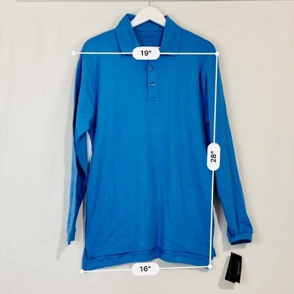 Ultra Club Men’s Egyptian Interlock Long Sleeve Button Polo Shirt Light Blue NWT - Picture 6 of 6